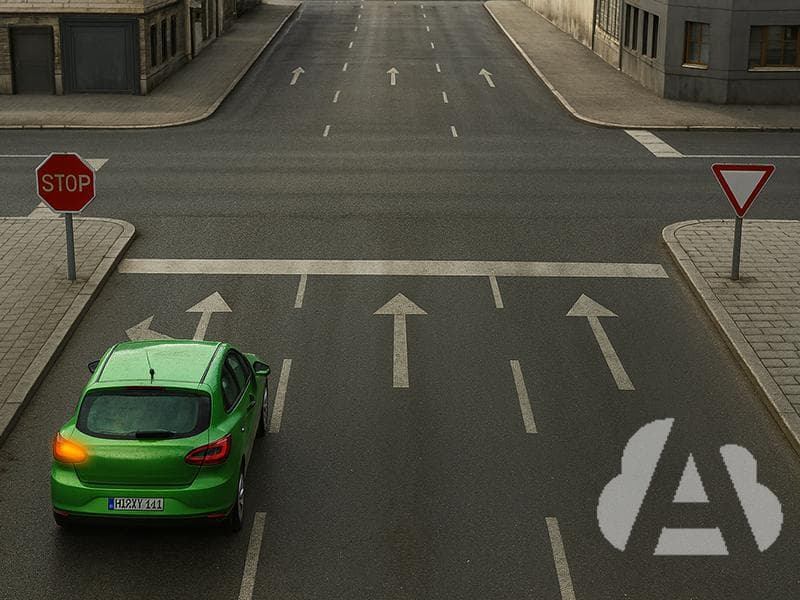 En este cruce, ¿qué indican las flechas del carril izquierdo?