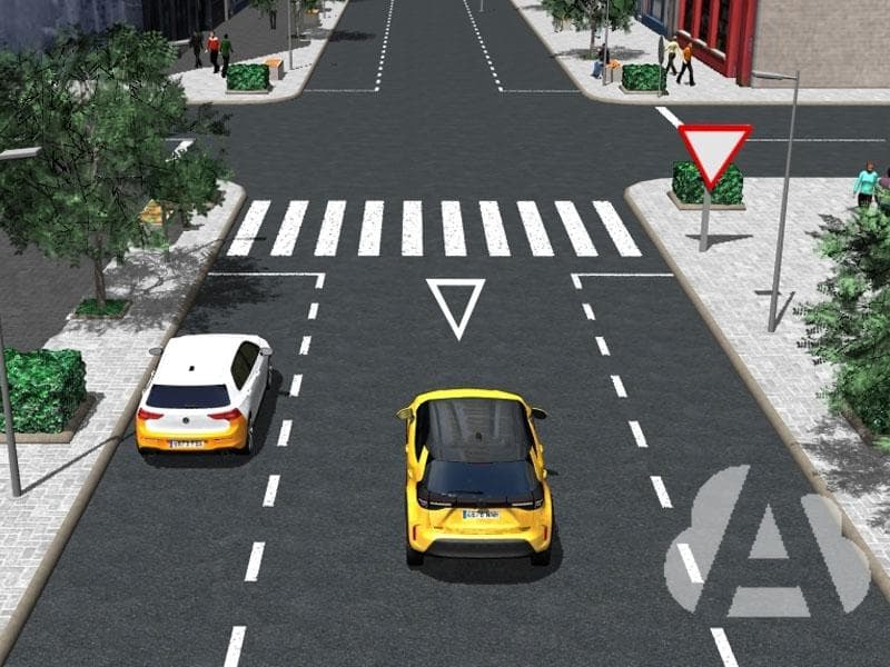 En esta intersección, ¿a qué vehículos debe ceder el paso?