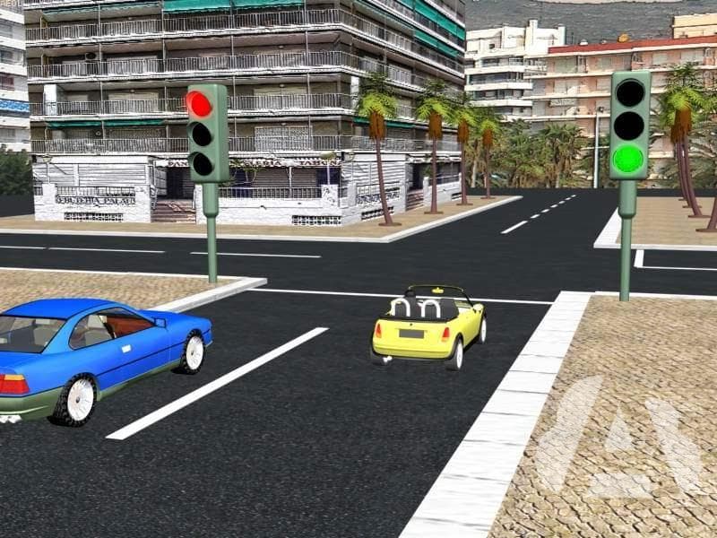 Si conduce el turismo amarillo y quiere girar a la derecha, ¿qué debe hacer?