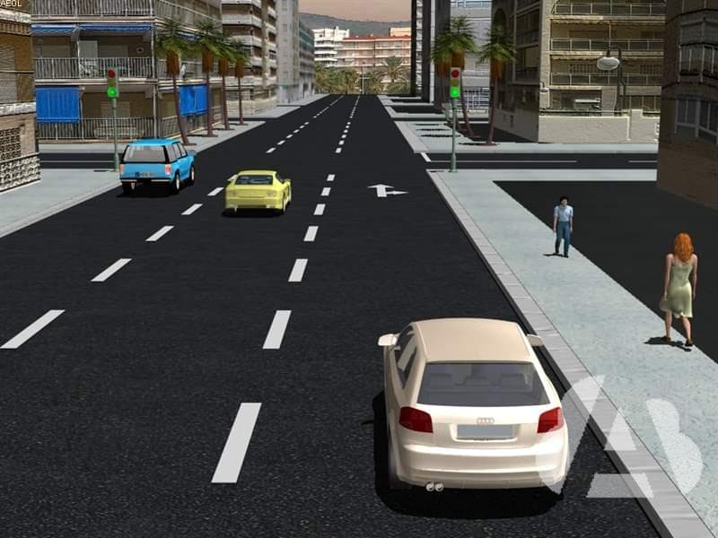 Circula por el carril derecho y el semáforo está verde. ¿Qué debe hacer?