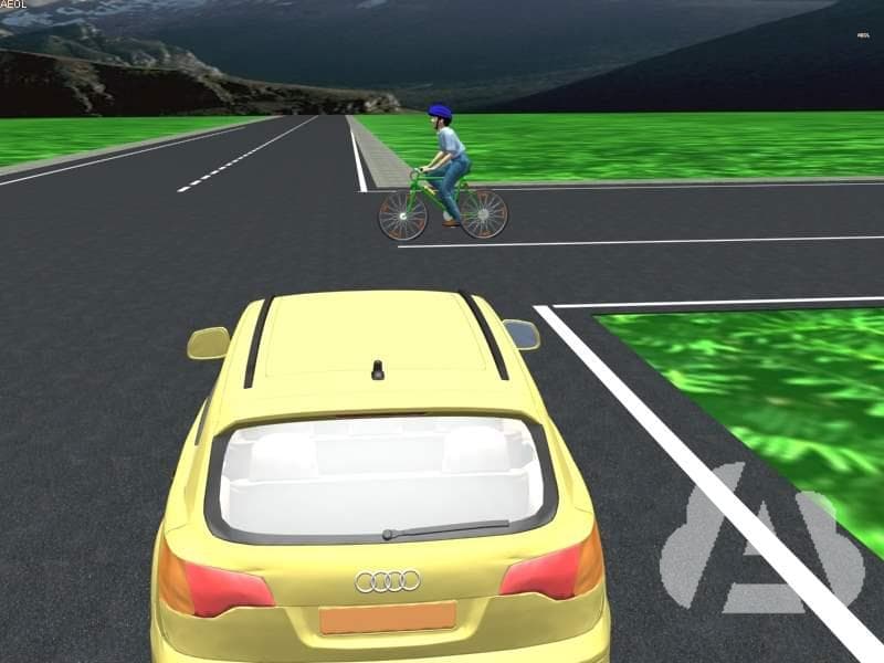 En esta intersección sin señalizar se encuentra con un ciclista, ¿debe cederle…