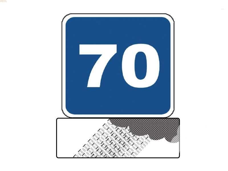 Esta señalización recomienda circular a 70 kilómetros por hora...