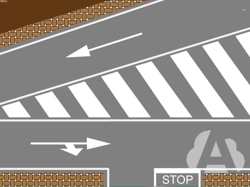 En esta zona cebreada, ¿pueden los conductores circular o pararse sobre ella?