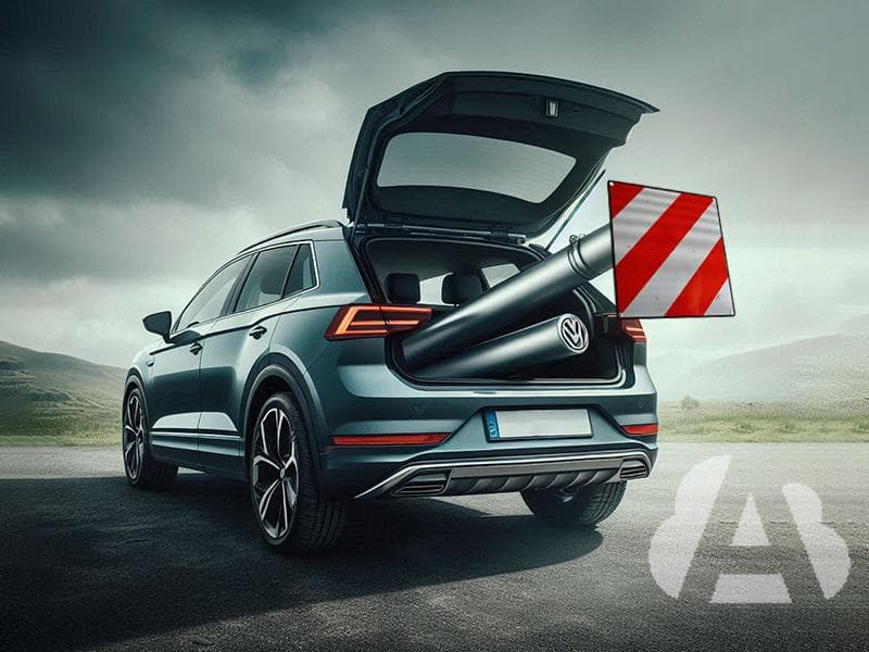 Este vehículo circula con la puerta del maletero abierta para poder transportar…