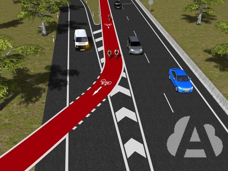 Para incorporarse a la vía principal, un turismo tiene que atravesar un carril…