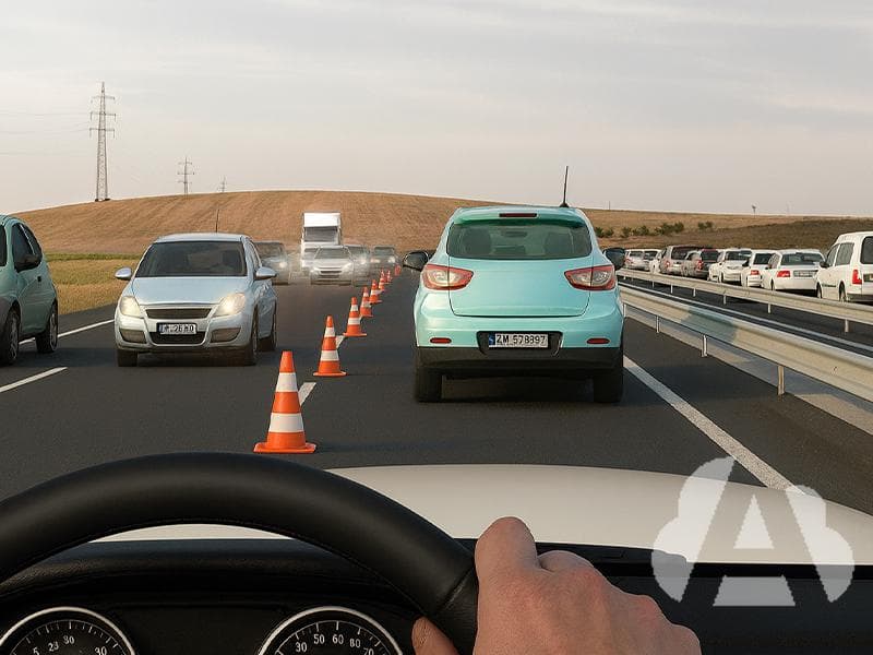 Circula de día por un carril de sentido contrario al habitual que está abierto…