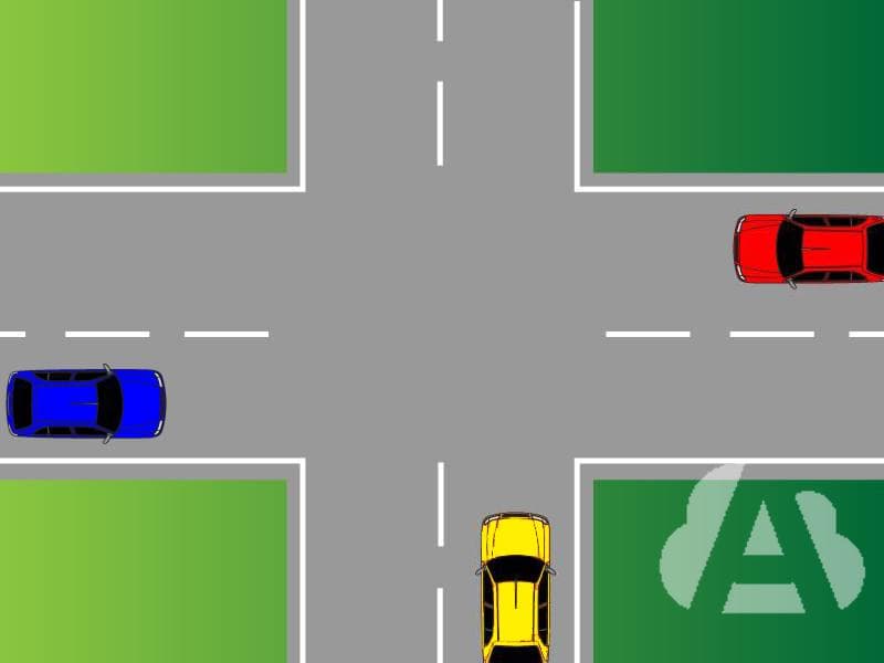 En esta intersección, ¿qué turismo pasará primero?