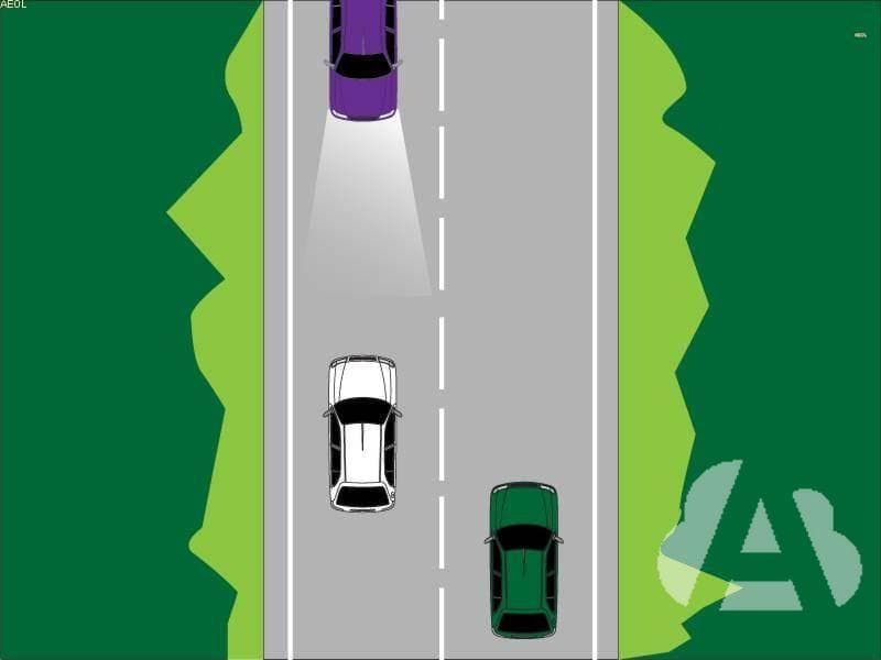 El vehículo verde reduce su velocidad porque el adelantamiento que está…